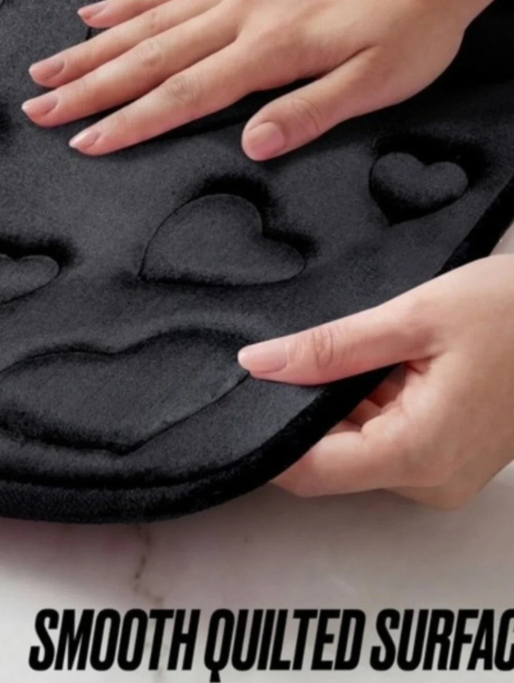 Juicy Couture Home Scattered Hearts Quilted Memory Foam Bath Rug- Black